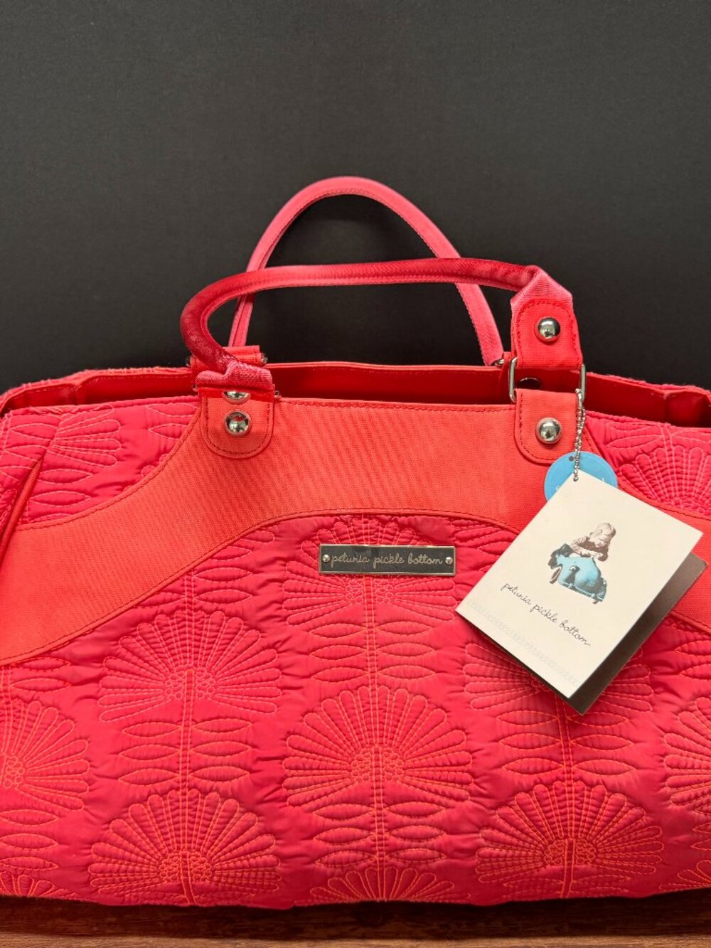 Petunia Pickle Bottom Iced Bag Coral Quilted Diaper Bag NWT